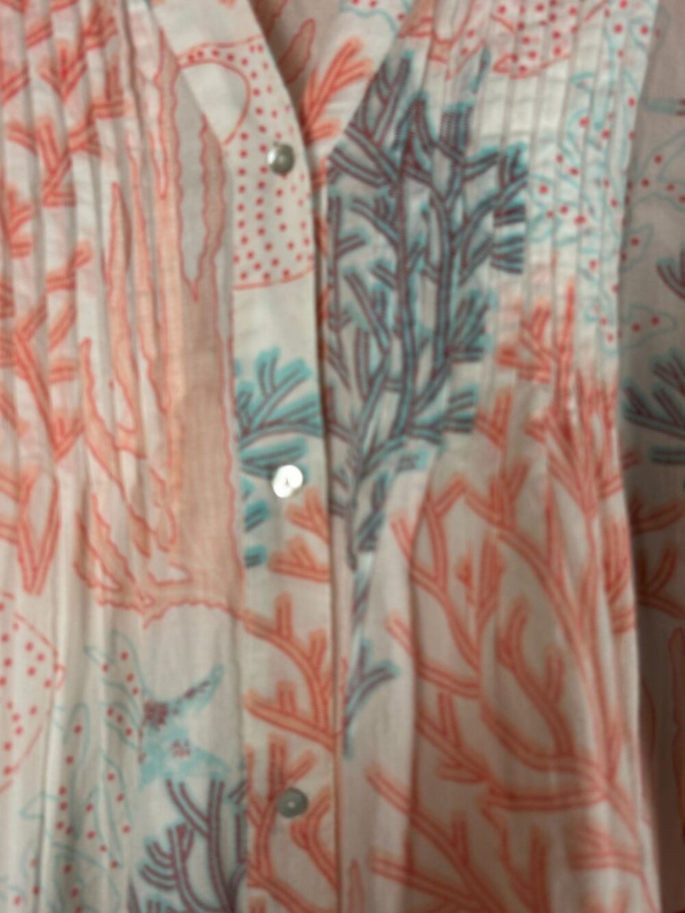 Soft Surroundings Womens Malha Reef Tunic Shirt Large Button Front 3/4 Sleeves - Picture 2 of 12